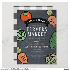 Farmers Market Chalkboard Drive-by Baby Shower Invitation