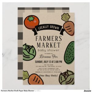 Farmers Market Kraft Paper Baby Shower Invitation