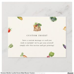 Farmers Market Locally Grown Baby Shower Custom Enclosure Card