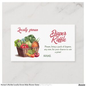 Farmer's Market Locally Grown Baby Shower Game Enclosure Card