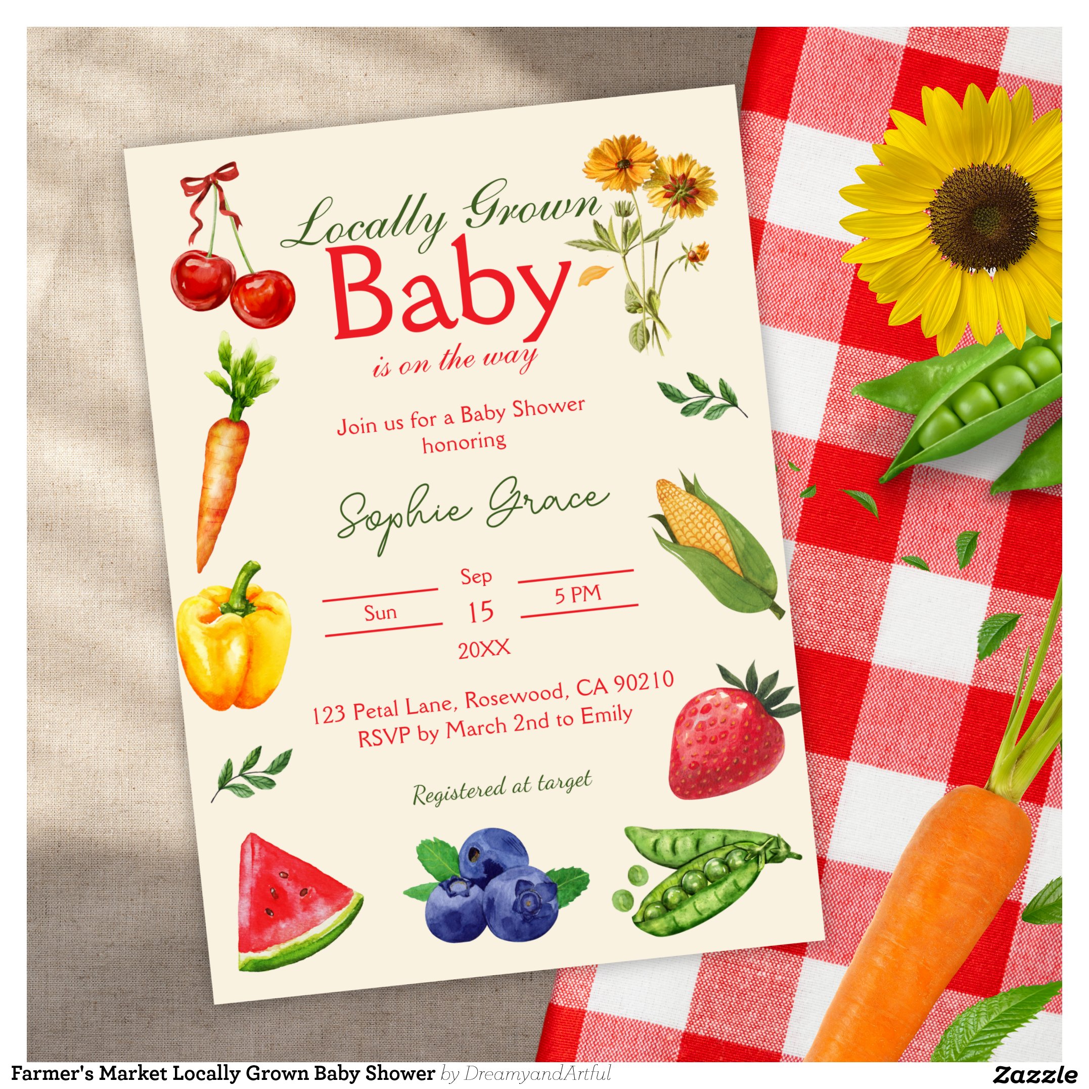 Farmer's Market Locally Grown Baby Shower Invitation