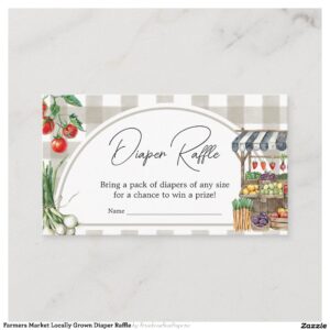 Farmers Market Locally Grown Diaper Raffle Enclosure Card