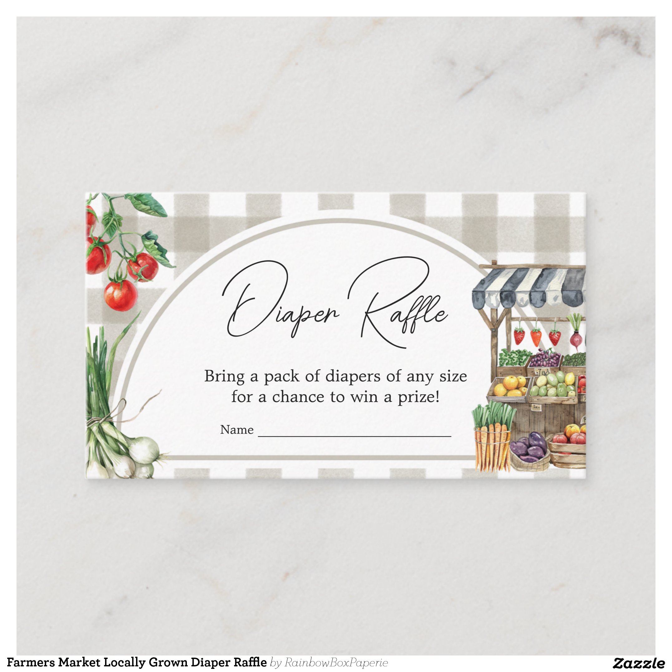 Farmers Market Locally Grown Diaper Raffle Enclosure Card