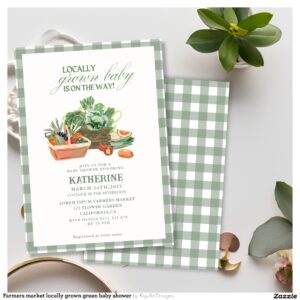 Farmers market locally grown green baby shower invitation