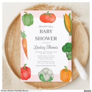 Farmers Market Pink Baby Shower Invitation