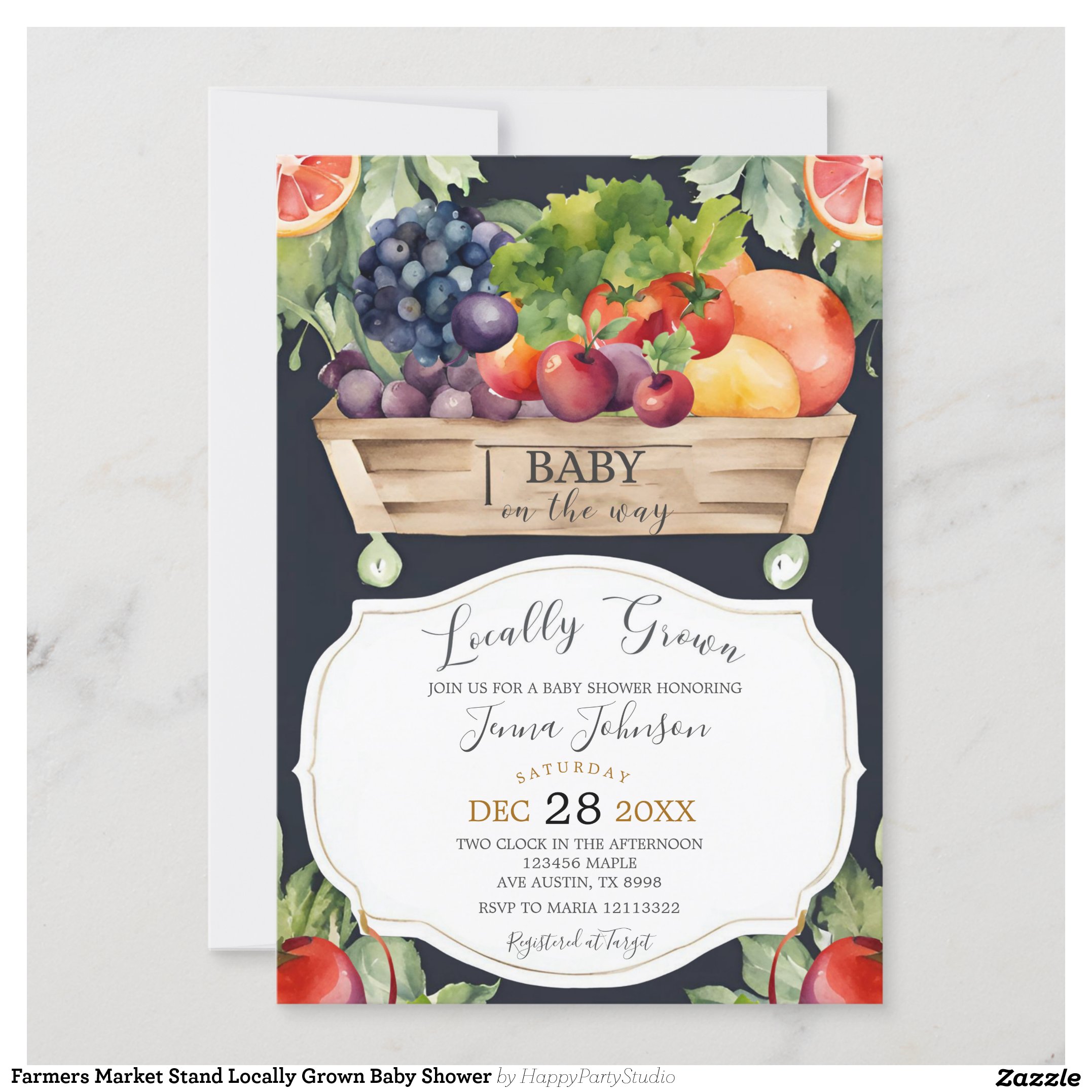 Farmers Market Stand Locally Grown Baby Shower Invitation