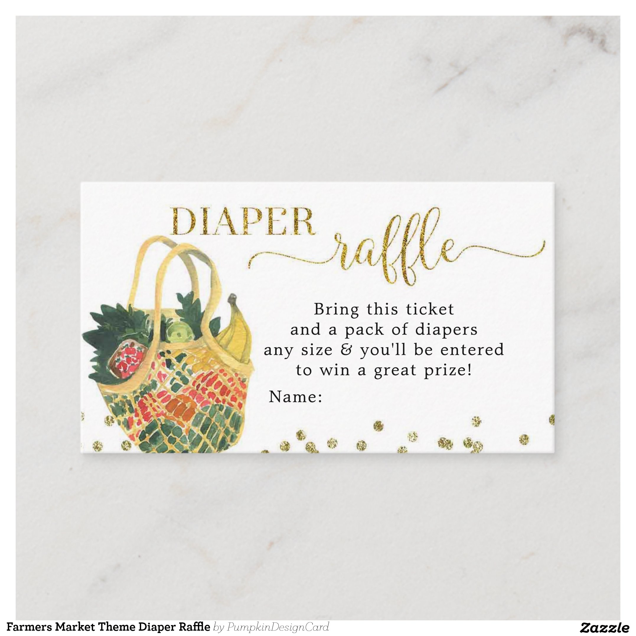 Farmers Market Theme Diaper Raffle Enclosure Card