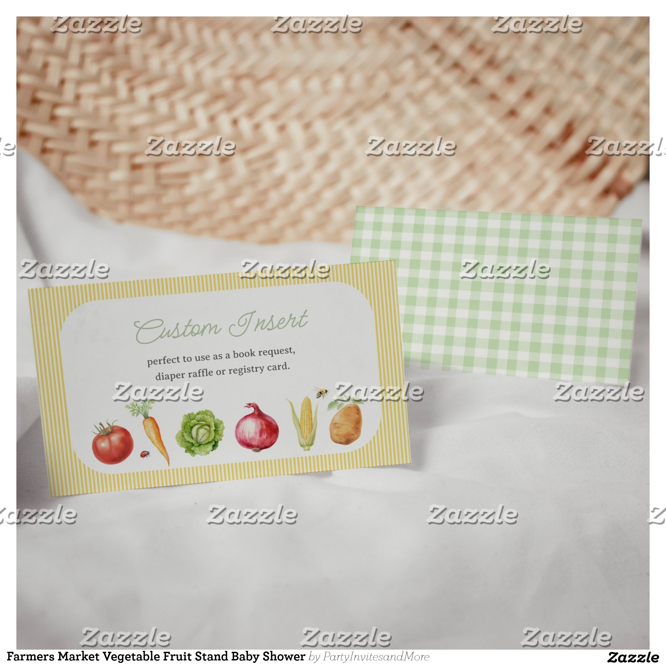 Farmers Market Vegetable Fruit Stand Baby Shower Enclosure Card