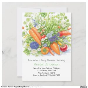 Farmers Market Veggie Baby Shower Invitation