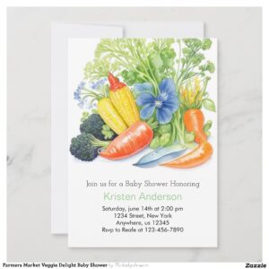 Farmers Market Veggie Delight Baby Shower Invitation