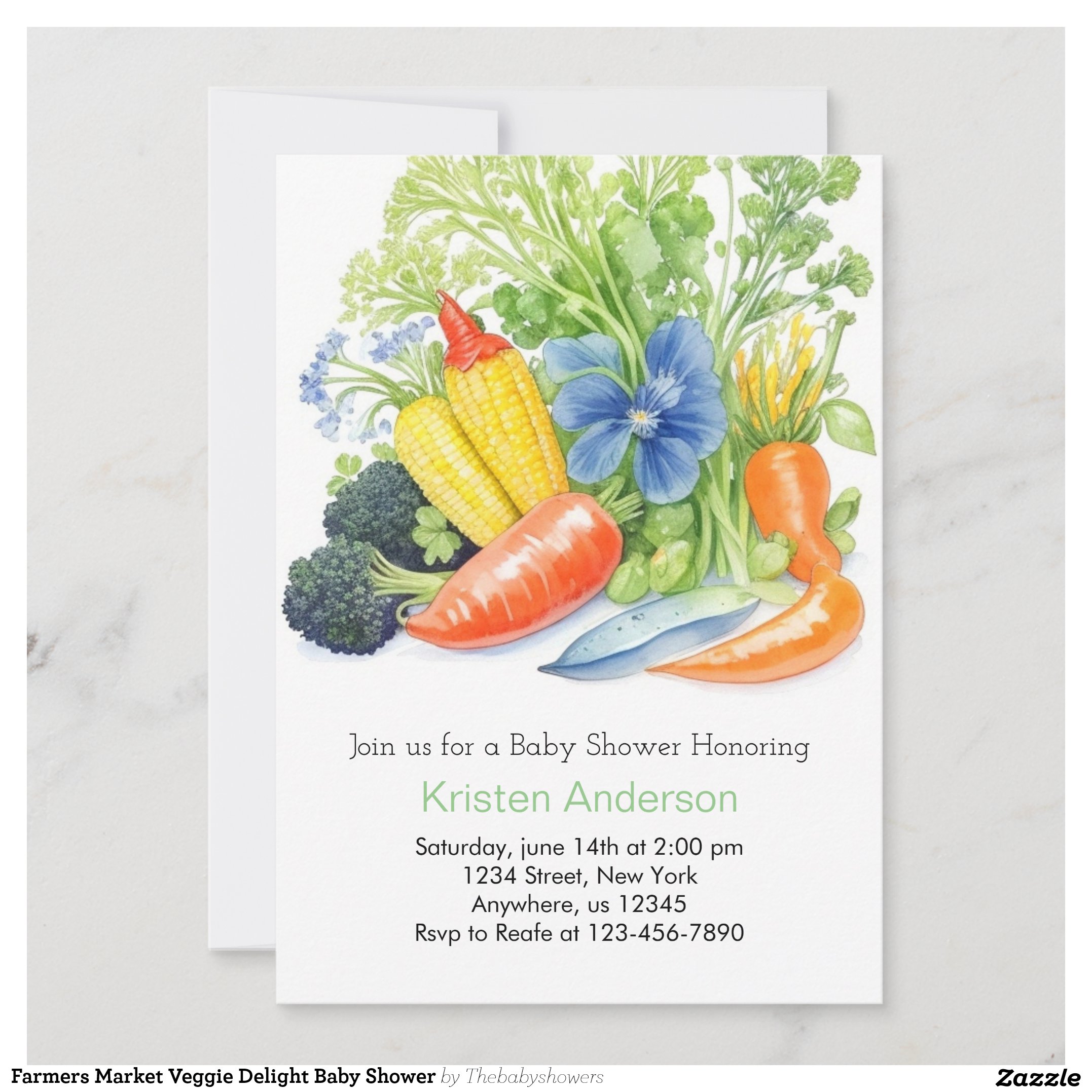 Farmers Market Veggie Delight Baby Shower Invitation