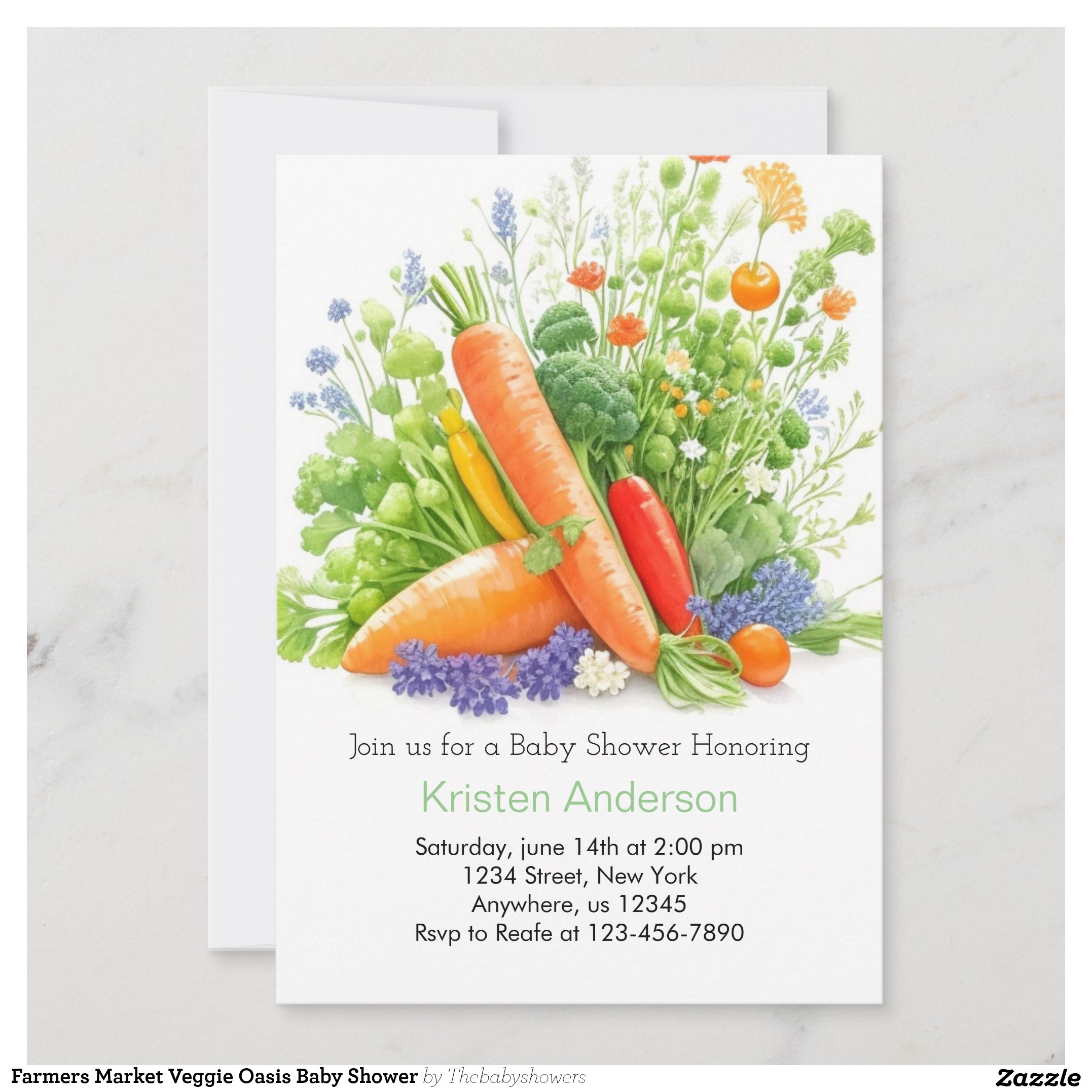 Farmers Market Veggie Oasis Baby Shower Invitation