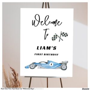 Fast One Two Fast Race Car Welcome Sign