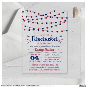 Firecracker On The Way! 4th Of July Baby Shower Acrylic Invitations