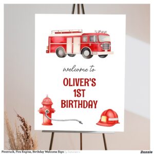 Firetruck, Fire Engine, Birthday Welcome Sign