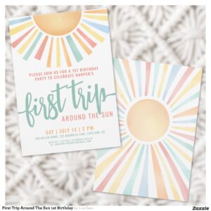 First Trip Around The Sun 1st Birthday Invitation