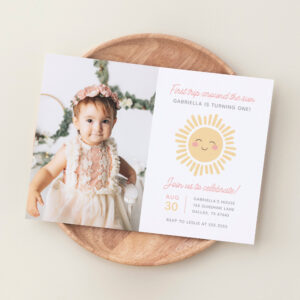 First Trip Around the Sun 1st Birthday Party Photo Invitation