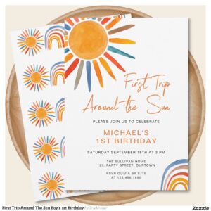 First Trip Around The Sun Boy's 1st Birthday Invitation