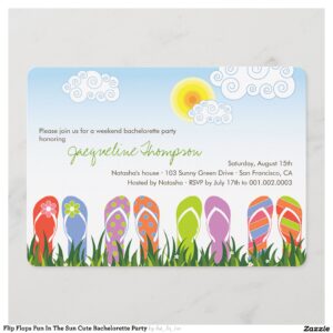Flip Flops Fun In The Sun Cute Bachelorette Party Invitation