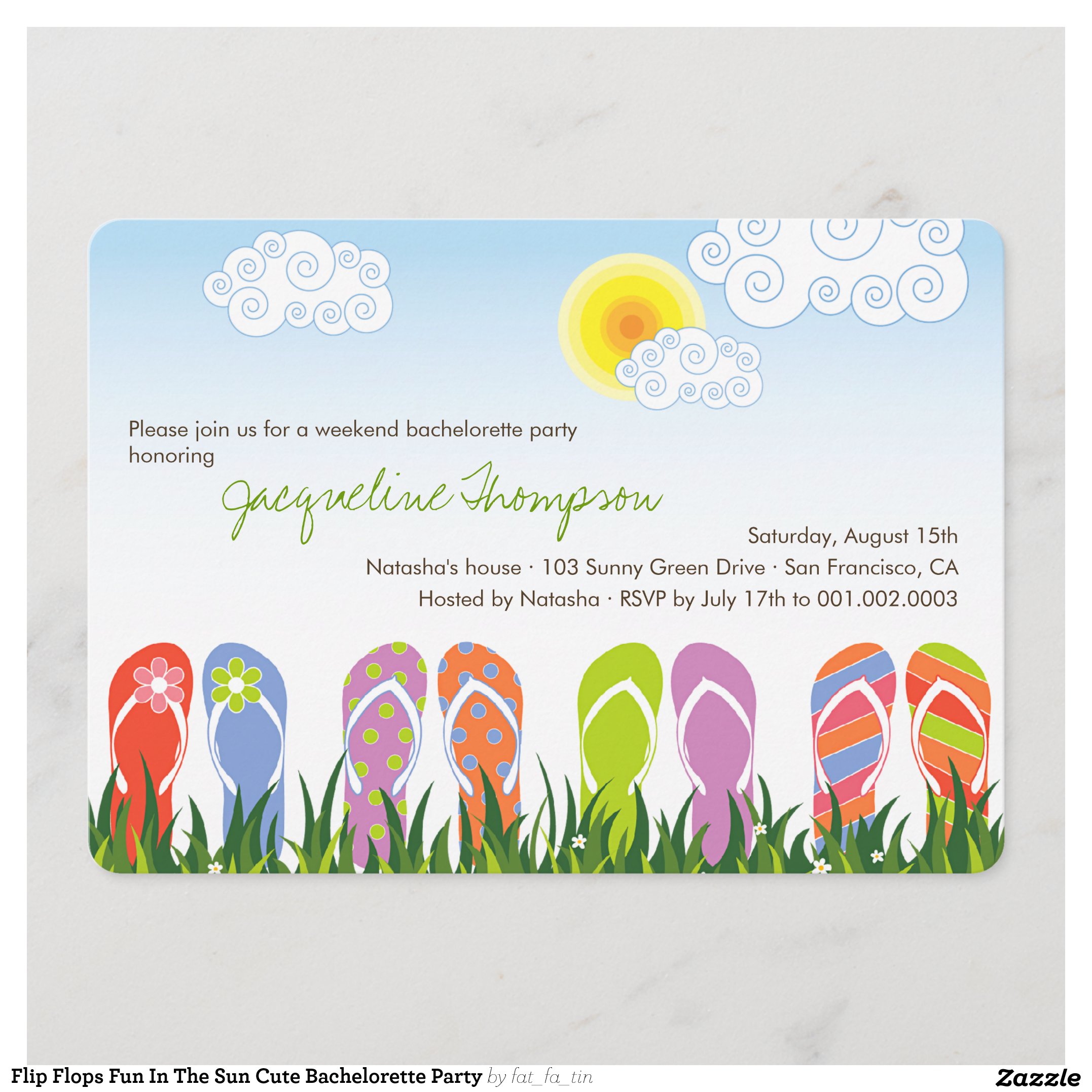 Flip Flops Fun In The Sun Cute Bachelorette Party Invitation