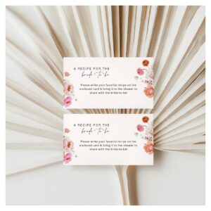 Floral Bridal Shower Recipe Enclosure Card