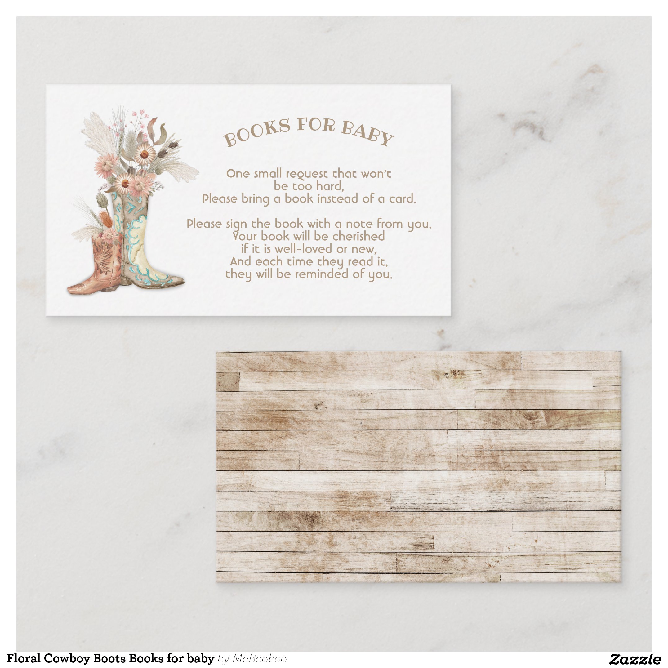 Floral Cowboy Boots Books for baby Enclosure Card