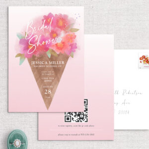 Floral Ice Cream Cone Bridal Shower Invitation