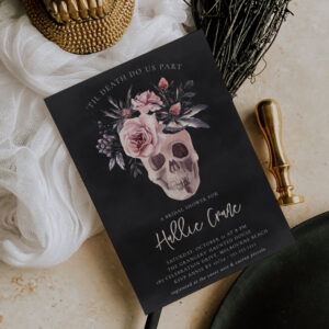 Floral Skull Halloween Bridal Shower Invitation