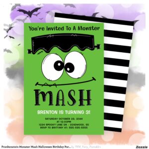 Frankenstein Monster Mash Halloween Birthday Party Invitation