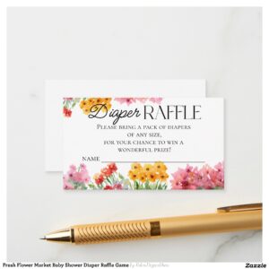 Fresh Flower Market Baby Shower Diaper Raffle Game Enclosure Card