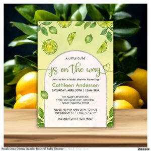 Fresh Lime Citrus Gender Neutral Baby Shower Invitation