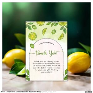 Fresh Lime Citrus Gender Neutral Books for Baby Thank You Card