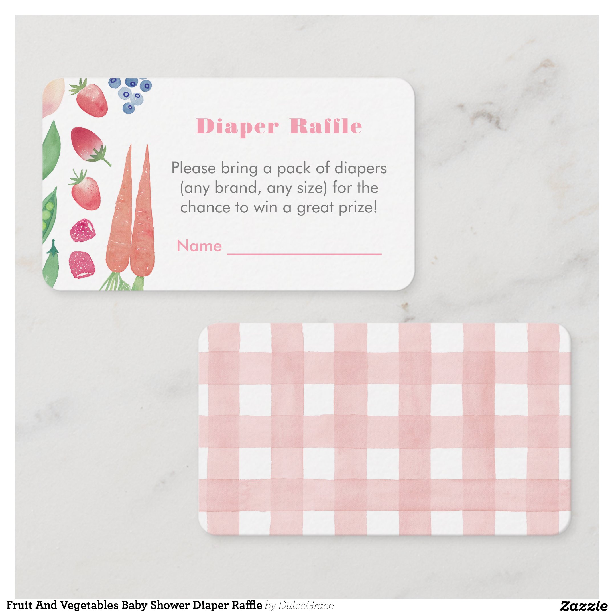 Fruit And Vegetables Baby Shower Diaper Raffle Enclosure Card
