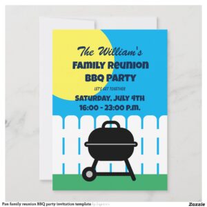 Fun family reunion BBQ party invitation template