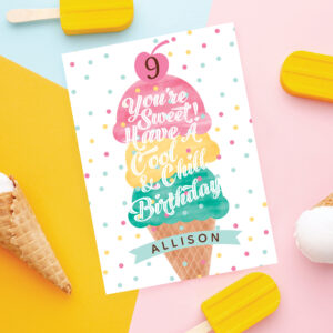 Fun Ice Cream Cone Scoop Confetti Birthday Card