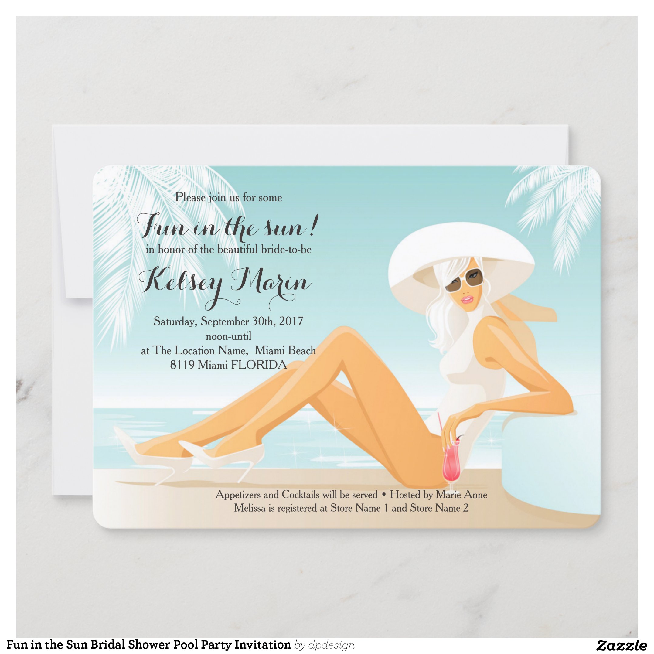 Fun in the Sun Bridal Shower Pool Party Invitation