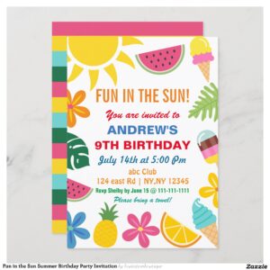 Fun in the Sun Summer Birthday Party Invitation