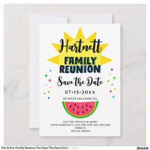 Fun & Sun Family Reunion Flat Save The Date Card