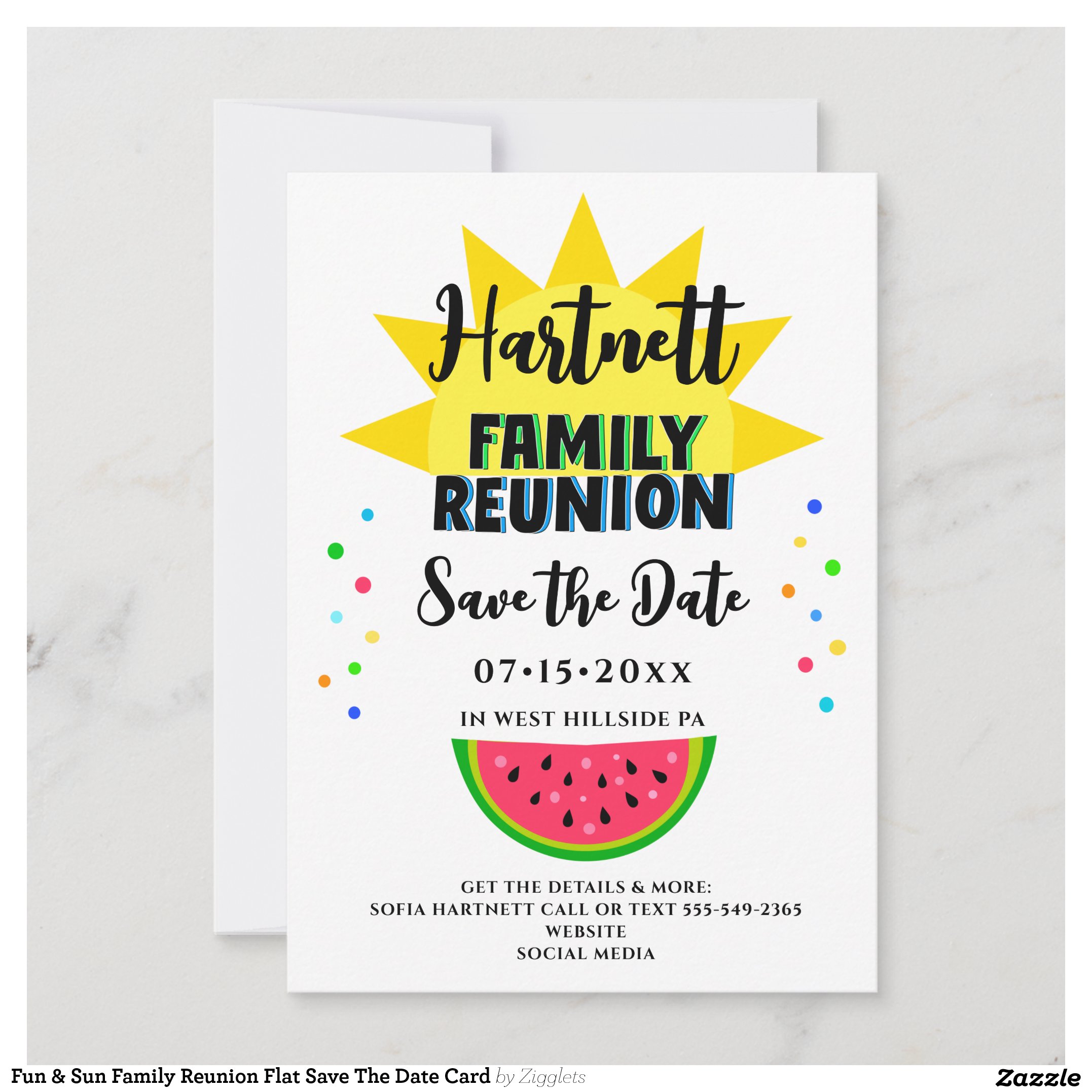 Fun & Sun Family Reunion Flat Save The Date Card