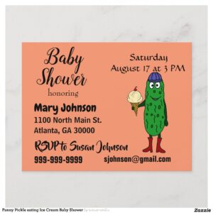 Funny Pickle eating Ice Cream Baby Shower Invitation Postcard