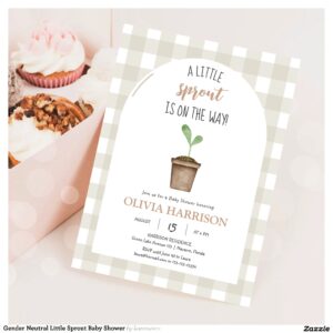 Gender Neutral Little Sprout Baby Shower Invitation