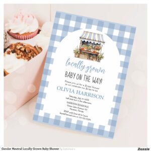 Gender Neutral Locally Grown Baby Shower Invitation