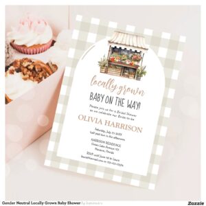 Gender Neutral Locally Grown Baby Shower Invitation