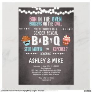 Gender Reveal Invitation BabyQ BBQ Couples Shower