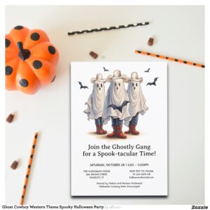 Ghost Cowboy Western Theme Spooky Halloween Party Invitation
