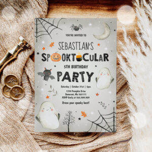 Ghost Halloween Birthday Invite Spooktacular Party