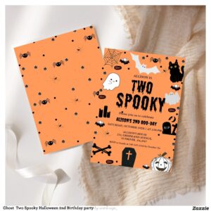 Ghost Two Spooky Halloween 2nd Birthday party Invitation