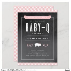 Gingham Baby BBQ Co-ed Baby Shower Invitation