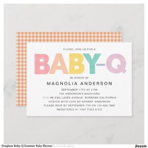 Gingham Baby-Q Summer Baby Shower Invitation