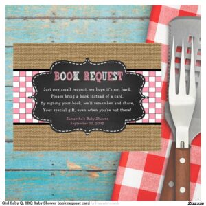 Girl Baby Q, BBQ Baby Shower book request card